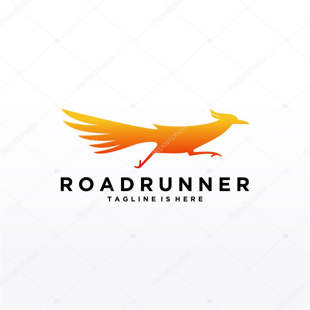 Roadrunner bird abstract minimal simple geometric logo design icon template silhouette isolated with white background