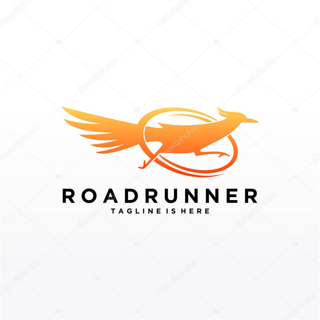 Roadrunner bird abstract minimal simple geometric logo design icon template silhouette isolated with white background