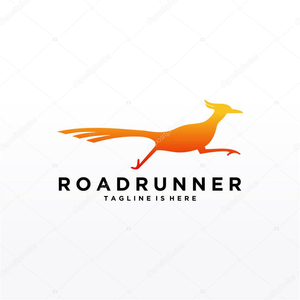 Roadrunner bird abstract minimal simple geometric logo design icon template silhouette isolated with white background