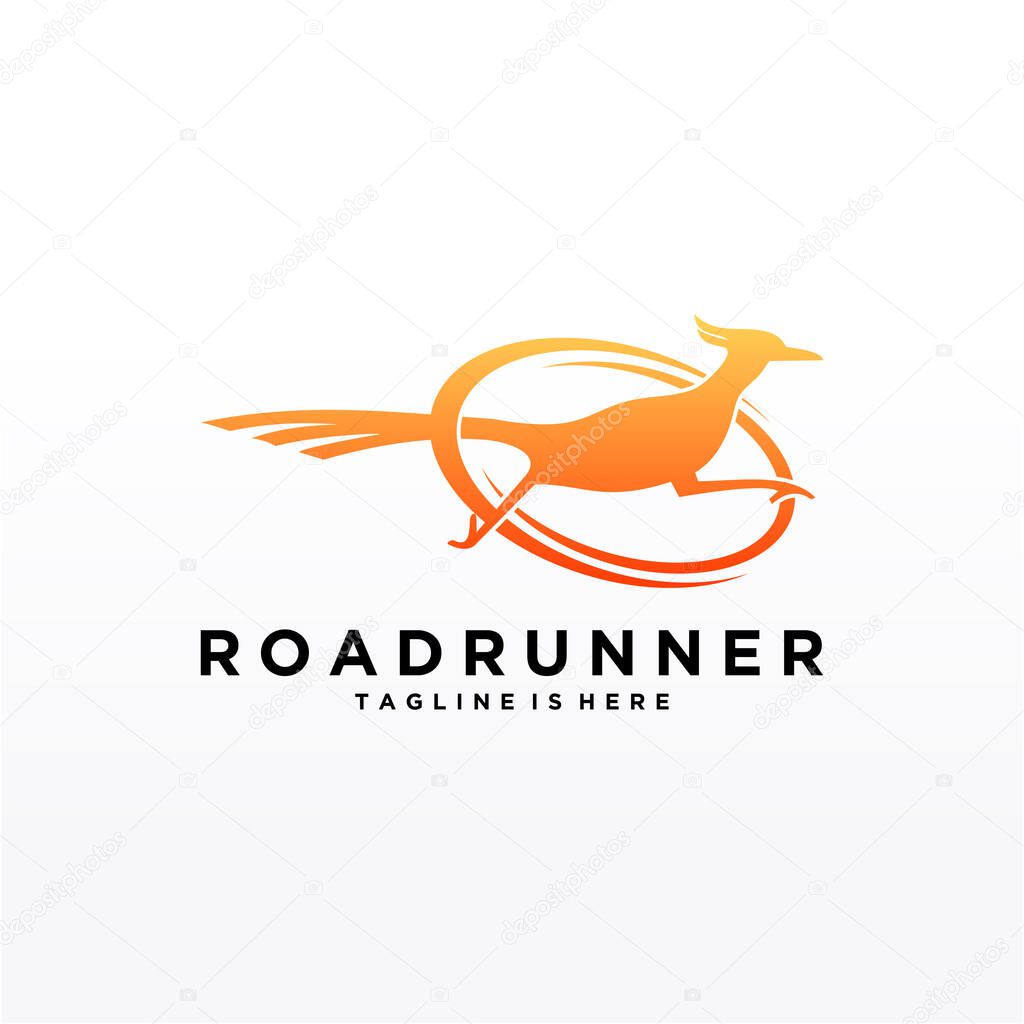 Roadrunner bird abstract minimal simple geometric logo design icon template silhouette isolated with white background