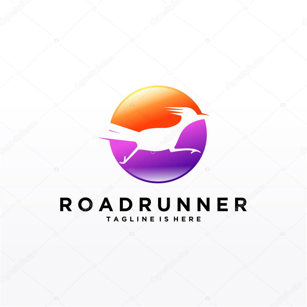 Roadrunner bird abstract minimal simple geometric logo design icon template silhouette isolated with white background