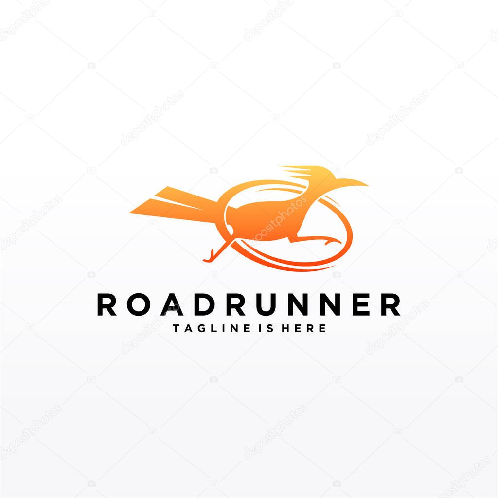 Roadrunner bird abstract minimal simple geometric logo design icon template silhouette isolated with white background