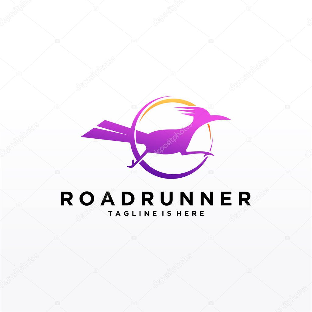 Roadrunner bird abstract minimal simple geometric logo design icon template silhouette isolated with white background