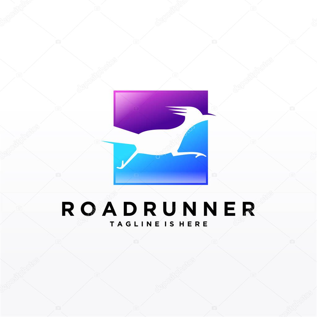 Roadrunner bird abstract minimal simple geometric logo design icon template silhouette isolated with white background