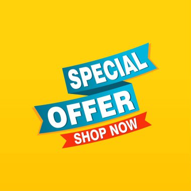 Özel teklif vektör kurdele tasarım şablonu. Bayrak satışı etiketi. Piyasa özel fiyat indirimi etiketi