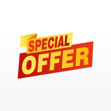 Özel teklif vektör kurdele tasarım şablonu. Bayrak satışı etiketi. Piyasa özel fiyat indirimi etiketi