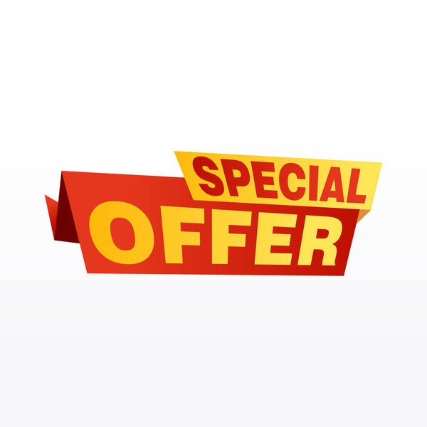 Special offer vector ribbon design template. Banner sale tag. Market special offer discount label