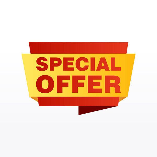 Special offer vector ribbon design template. Banner sale tag. Market special offer discount label