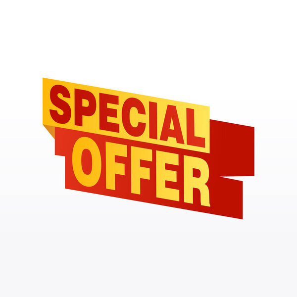 Special offer vector ribbon design template. Banner sale tag. Market special offer discount label