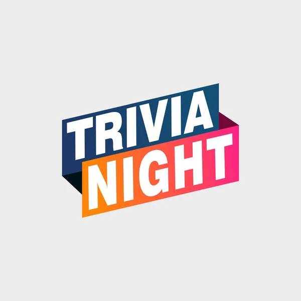 Trivia Night Ετικέτες Πανό Διάνυσμα Κορδέλα Πρότυπο Σχεδιασμού Πινακίδα Πώλησης — Διανυσματικό Αρχείο