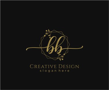 BB İlk el yazısı logosu tasarımı. Moda, fotoğrafçılık, düğün, güzellik, iş dünyası logosu.