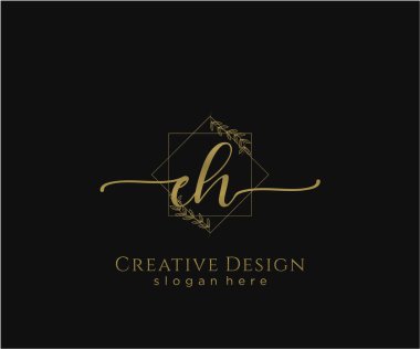 EH İlk El yazısı Logosu Tasarımı. Moda, fotoğrafçılık, düğün, güzellik, iş dünyası logosu.