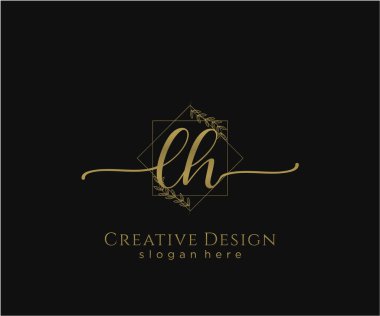 L h İlk el yazısı logo tasarımı. Moda, fotoğrafçılık, düğün, güzellik, iş dünyası logosu.