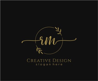 RM İlk El yazısı Logosu Tasarımı. Moda, fotoğrafçılık, düğün, güzellik, iş ortaklığı logosu