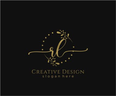 RL İlk El yazısı Logosu Tasarımı. Moda, fotoğrafçılık, düğün, güzellik, iş ortaklığı logosu