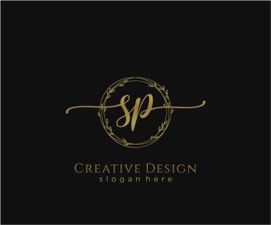 SP İlk El yazısı Logosu Tasarımı. Moda, fotoğrafçılık, düğün, güzellik, iş dünyası logosu.