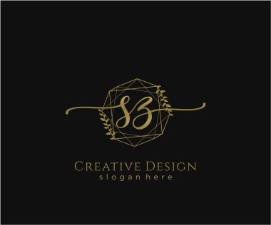 SZ ilk el yazısı logosu tasarımı. Moda, fotoğrafçılık, düğün, güzellik, iş dünyası logosu.
