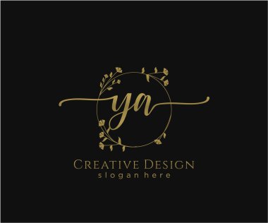 YA ilk el yazısı logosu tasarımı. Moda, fotoğrafçılık, düğün, güzellik, iş dünyası logosu.