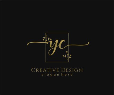 YC İlk El yazısı Logosu Tasarımı. Moda, fotoğrafçılık, düğün, güzellik, iş dünyası logosu.