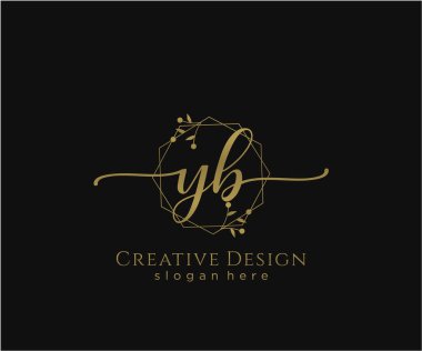 YB İlk El yazısı Logosu Tasarımı. Moda, fotoğrafçılık, düğün, güzellik, iş dünyası logosu.