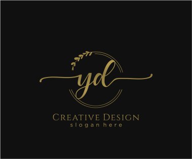 YD İlk El yazısı Logosu Tasarımı. Moda, fotoğrafçılık, düğün, güzellik, iş dünyası logosu.