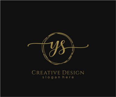 YS Başlangıç el yazısı logosu tasarımı. Moda, fotoğrafçılık, düğün, güzellik, iş dünyası logosu.