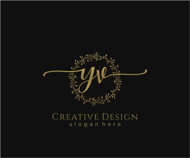 YV ilk el yazısı logosu tasarımı. Moda, fotoğrafçılık, düğün, güzellik, iş dünyası logosu.