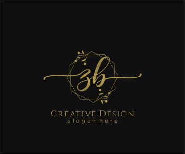 ZB İlk el yazısı logosu tasarımı. Moda, fotoğrafçılık, düğün, güzellik, iş dünyası logosu.