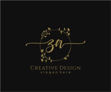 ZA ilk el yazısı logosu tasarımı. Moda, fotoğrafçılık, düğün, güzellik, iş dünyası logosu.