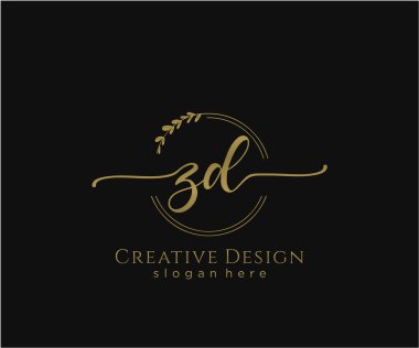 ZD ilk el yazısı logosu tasarımı. Moda, fotoğrafçılık, düğün, güzellik, iş dünyası logosu.