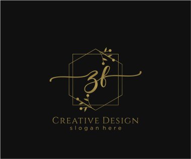 ZF İlk El yazısı Logosu Tasarımı. Moda, fotoğrafçılık, düğün, güzellik, iş dünyası logosu.