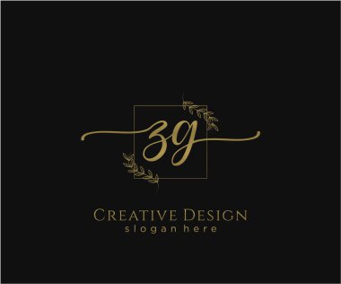 ZG İlk El yazısı Logosu Tasarımı. Moda, fotoğrafçılık, düğün, güzellik, iş dünyası logosu.