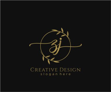 ZJ İlk el yazısı logosu tasarımı. Moda, fotoğrafçılık, düğün, güzellik, iş dünyası logosu.