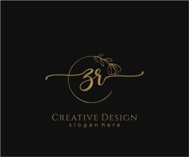 ZR İlk El yazısı Logosu Tasarımı. Moda, fotoğrafçılık, düğün, güzellik, iş dünyası logosu.