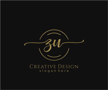 ZU İlk el yazısı logosu tasarımı. Moda, fotoğrafçılık, düğün, güzellik, iş dünyası logosu.