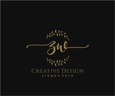 ZW İlk El yazısı Logosu Tasarımı. Moda, fotoğrafçılık, düğün, güzellik, iş dünyası logosu.