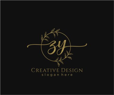 ZY İlk El yazısı Logosu Tasarımı. Moda, fotoğrafçılık, düğün, güzellik, iş dünyası logosu.