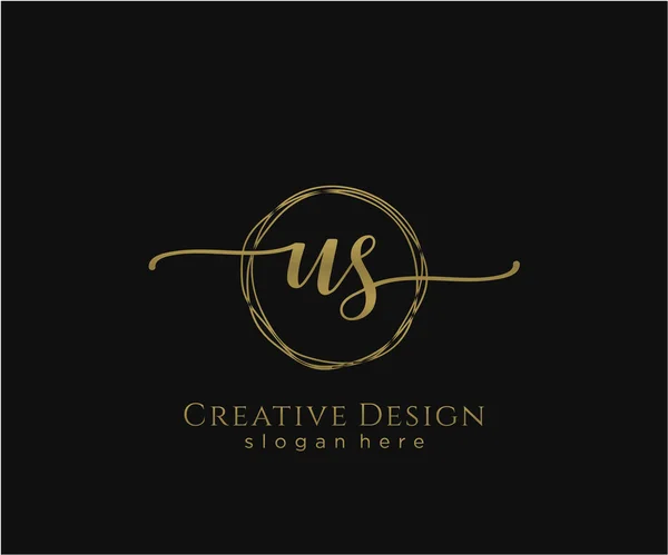 Projeto Inicial Logotipo Caligrafia Dos Eua Logo Para Moda Fotografia — Vetor de Stock