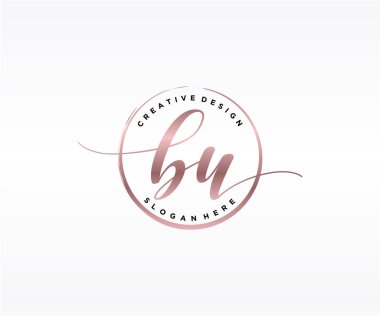 BU ilk el yazısı logosu tasarımı. Moda, fotoğrafçılık, düğün, güzellik, iş dünyası logosu.