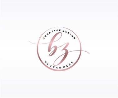 BZ ilk el yazısı logosu tasarımı. Moda, fotoğrafçılık, düğün, güzellik, iş dünyası logosu.