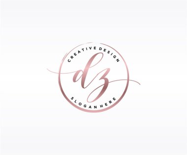 DZ ilk el yazısı logosu tasarımı. Moda, fotoğrafçılık, düğün, güzellik, iş dünyası logosu.