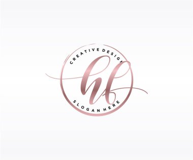 HF İlk El yazısı Logosu Tasarımı. Moda, fotoğrafçılık, düğün, güzellik, iş dünyası logosu.