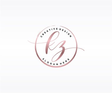 KZ ilk el yazısı logosu tasarımı. Moda, fotoğrafçılık, düğün, güzellik, iş dünyası logosu.