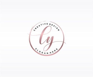 LY İlk el yazısı logosu tasarımı. Moda, fotoğrafçılık, düğün, güzellik, iş dünyası logosu.