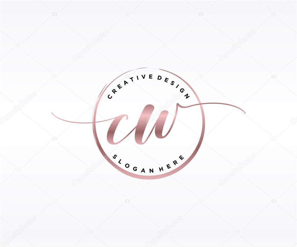 CW Initial handwriting logo design. Logo for fashion,photography, wedding, beauty, business company.