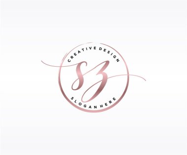 SZ ilk el yazısı logosu tasarımı. Moda, fotoğrafçılık, düğün, güzellik, iş dünyası logosu.