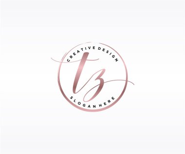 TZ ilk el yazısı logosu tasarımı. Moda, fotoğrafçılık, düğün, güzellik, iş dünyası logosu.