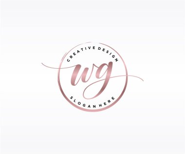 WG İlk El yazısı Logosu Tasarımı. Moda, fotoğrafçılık, düğün, güzellik, iş dünyası logosu.