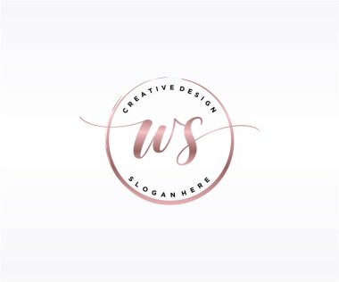 WS İlk El yazısı Logosu Tasarımı. Moda, fotoğrafçılık, düğün, güzellik, iş dünyası logosu.