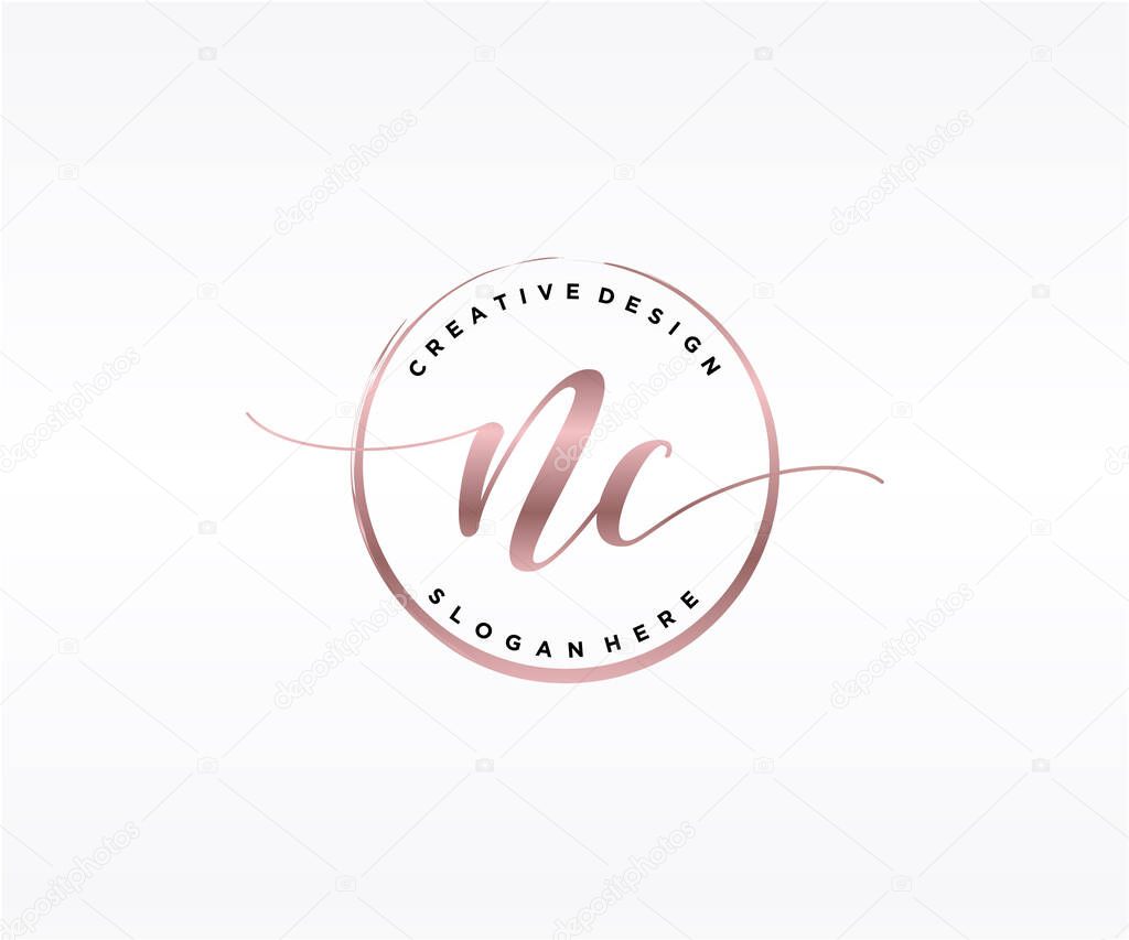 NC Initial handwriting logo design. Logo for fashion,photography, wedding, beauty, business company.